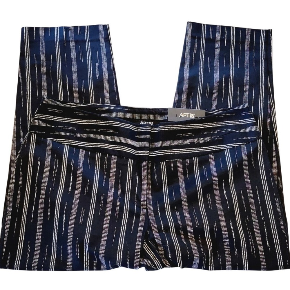 Apt. 9 Torie Capri Straight Cropped Pant Size 14 B/W Striped No Pckts Sz 14 NWT‎